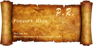 Poszert Riza névjegykártya